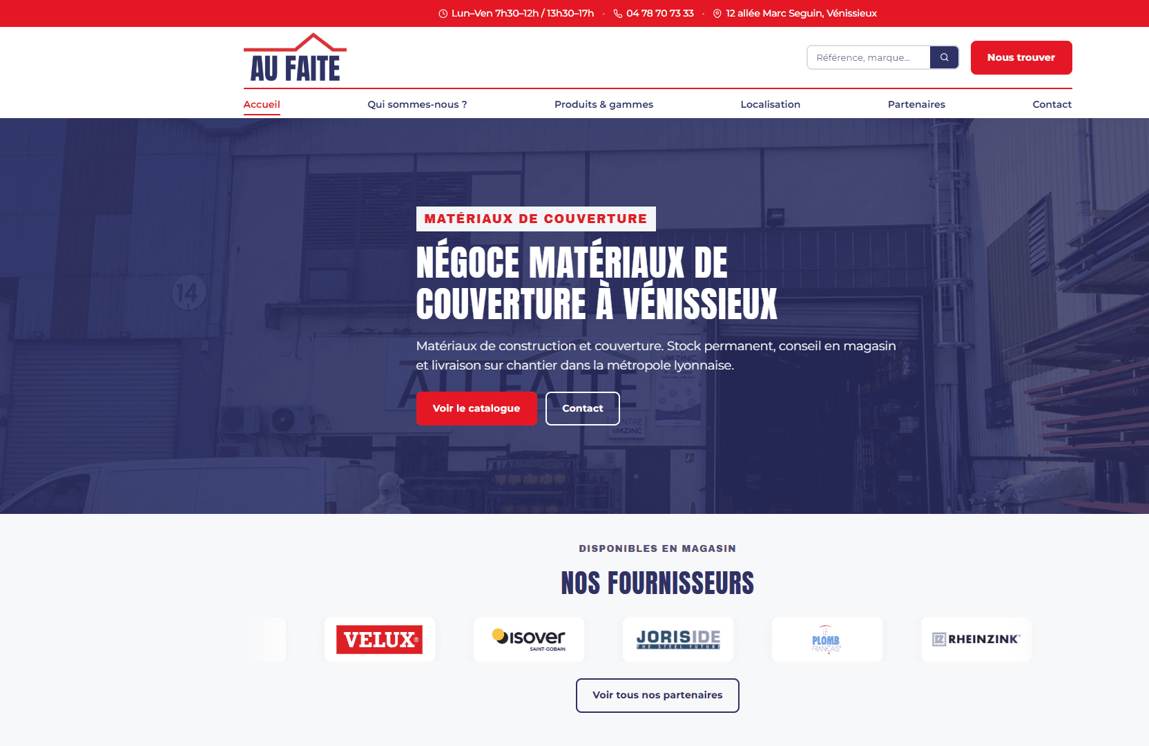 Page d'accueil du site AU FAITE – réalisation Artisan-Web