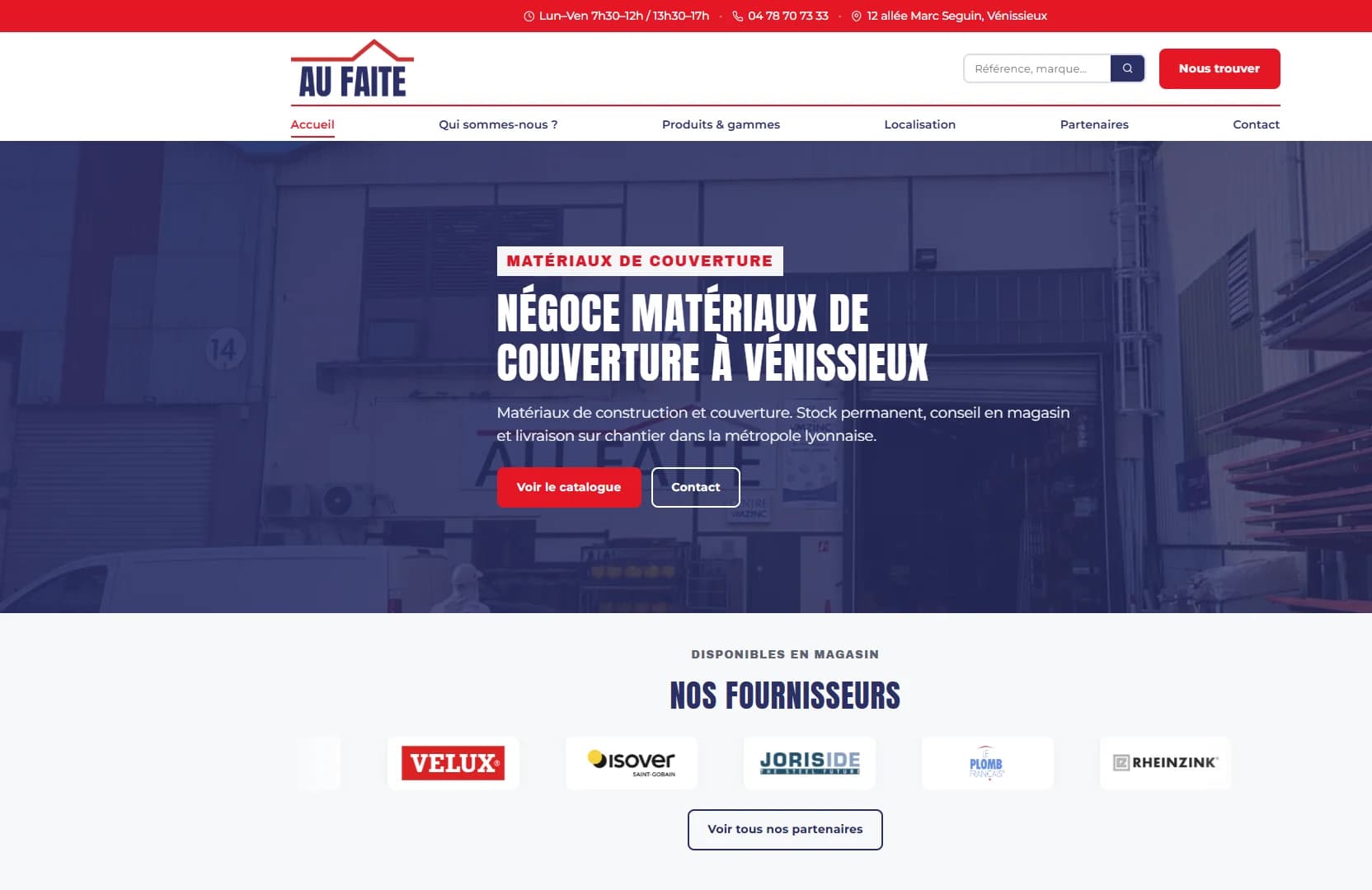 Page d'accueil du site AU FAITE – réalisation Artisan-Web